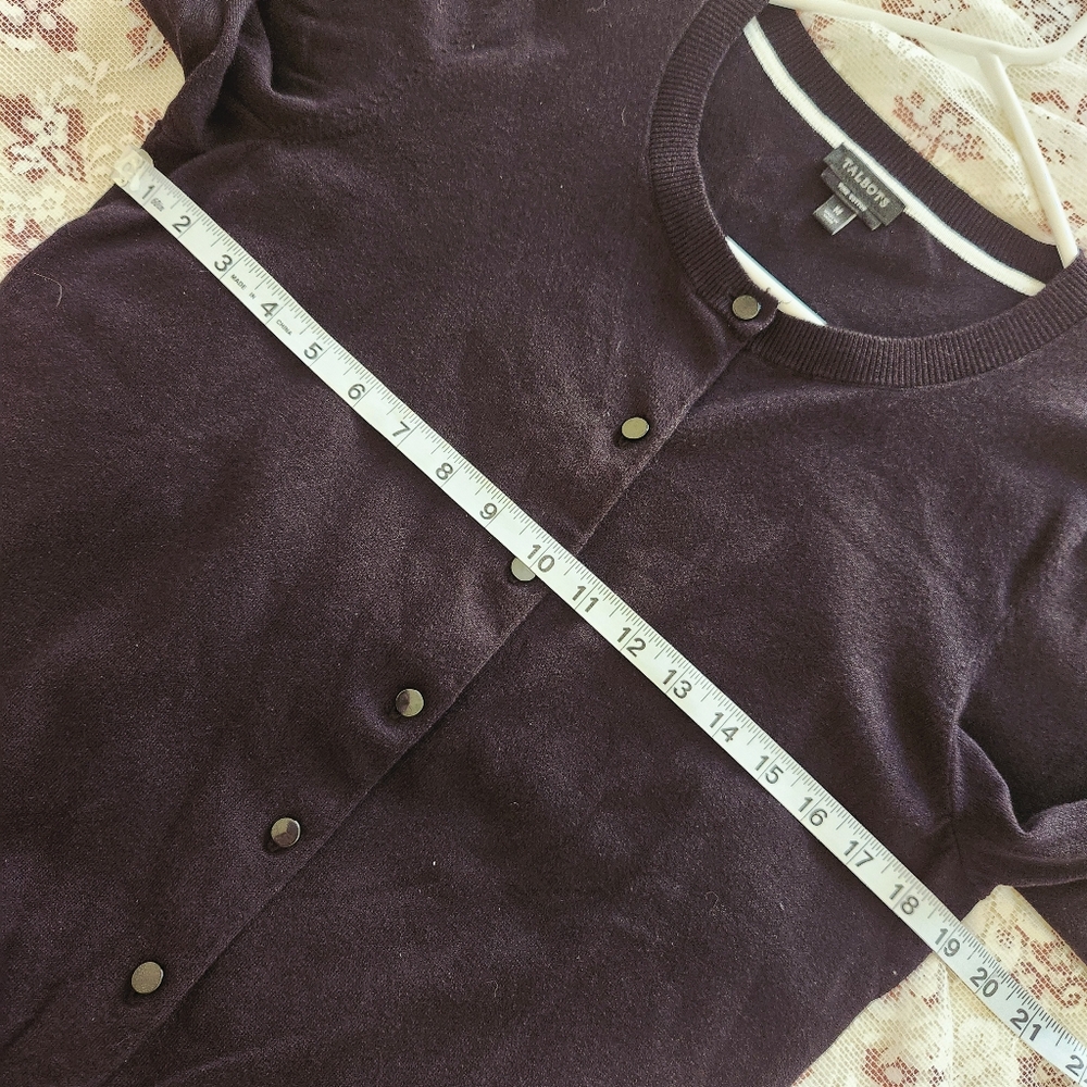 Talbots NWOT Classic Pima Cotton Black Cardigan Buttoned 3/4 Sleeve Size Medium - Picture 5 of 7